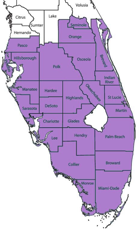 Mind and Mobility Florida county service area map